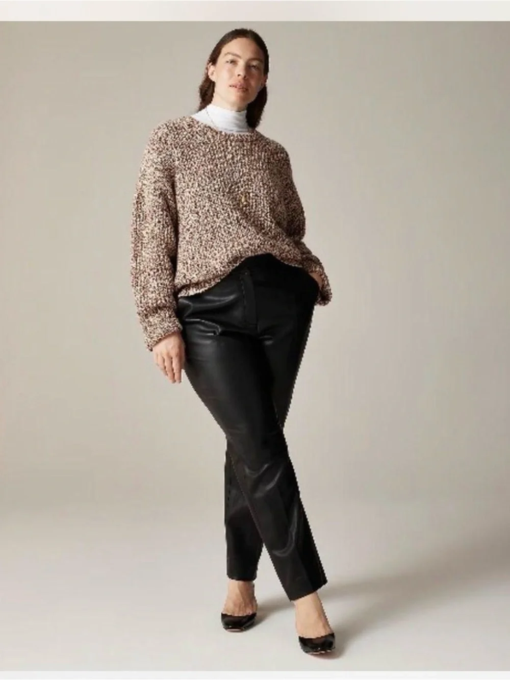 J. Crew Kate BU141 Black Faux Leather ankle Straight-Leg Pants size 16